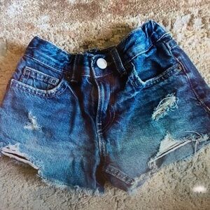 Girls' Dark Blue Distressed Denim Shorts